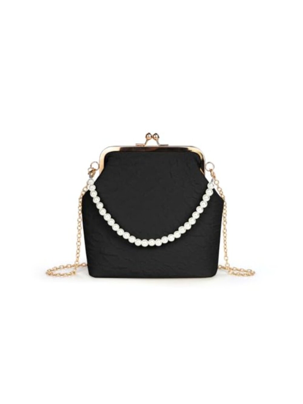 Elegant Pearl Clutch Purse Women Small Handbag Detachable Chain Evening Bag